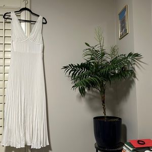 Tome Collective white pleated midi dress